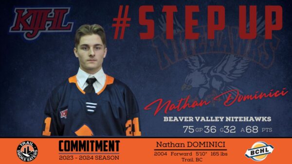 Nitehawks’ Dominici signs with hometown BCHL’s Smoke Eaters